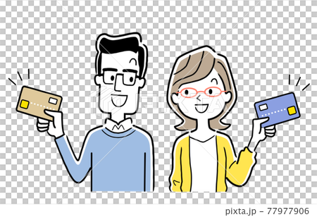 ベクターイラスト素材：クレジットカードを持つ男性と女性 77977906