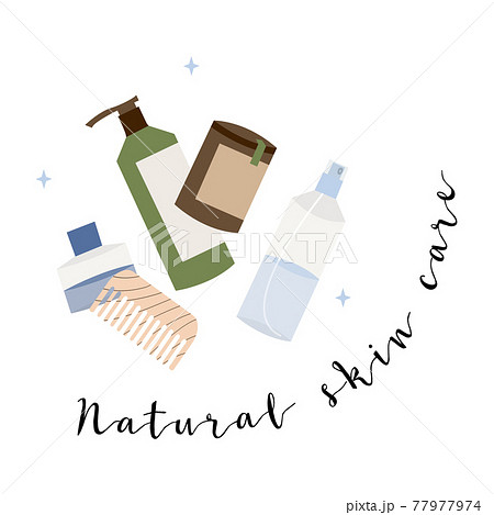 Bathroom accessories, bath items. Dental cleaning tools, natural skin care, organic cosmetics. Zero waste bathroom, reusable products. Eco friendly lifestyle. Vector flat cartoon illustration 77977974