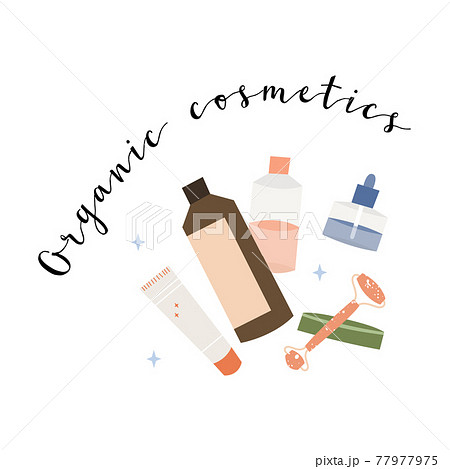 Bathroom accessories, bath items. Dental cleaning tools, natural skin care, organic cosmetics. Zero waste bathroom, reusable products. Eco friendly lifestyle. Vector flat cartoon illustration 77977975