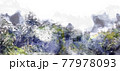 Abstract colorful mountain and field landscape on watercolor illustration painting background.	 77978093