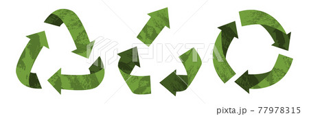 Vector recycling, upcycling and downcycling signs, isolated on white background. Green reuse symbols for ecological design. Zero waste lifestyle. 77978315