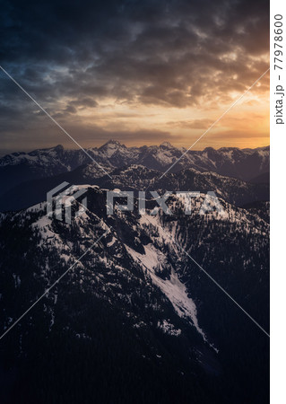 Aerial View from Airplane of Canadian Mountain Landscape 77978600