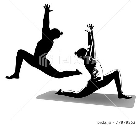 Black And White Image Of A Woman Doing Yogaのイラスト素材