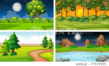 Four different scene of nature park and forest 77979595