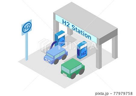 アイソメトリックな水素ステーションと水素自動車 アイソメトリックな水素ステーションと水素自動車 77979758