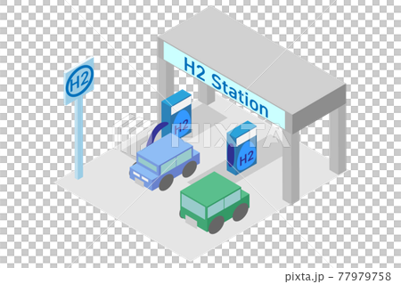 アイソメトリックな水素ステーションと水素自動車 アイソメトリックな水素ステーションと水素自動車 77979758