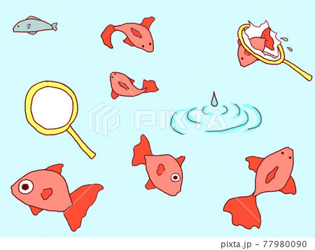 夏祭りの風物詩金魚すくいの切り抜き素材のイラスト素材