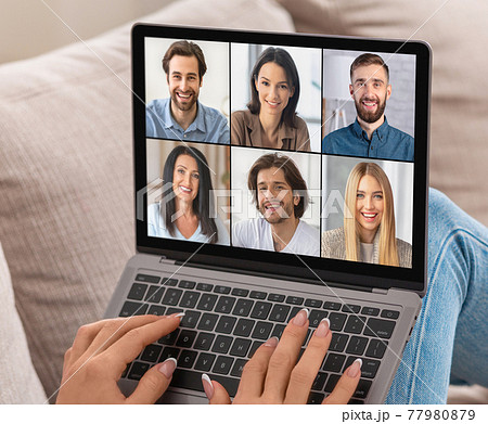 Chat using webcam, communicate online on quarantine 77980879