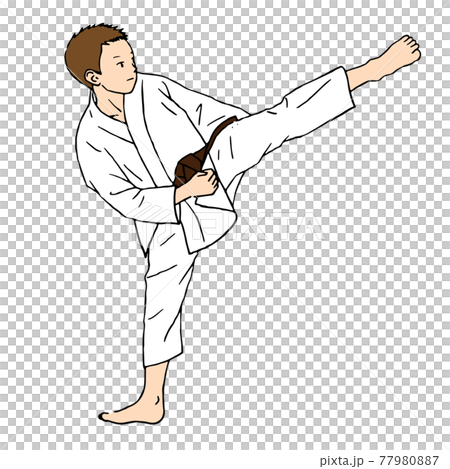 空手をする少年のイラスト（白背景・ベクター・切り抜き） 77980887