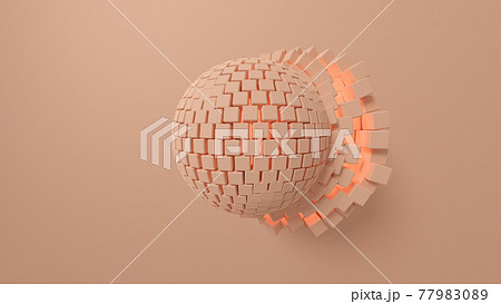 3D Illustration of an abstract geometric form. Pastel colors. 77983089