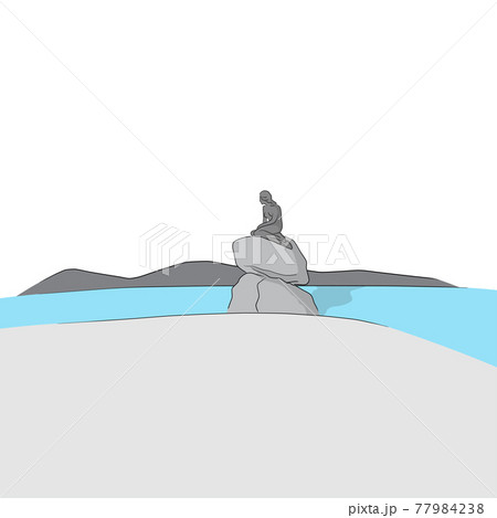 The Little mermaid statue in Copenhagen Denmark hand drawn illustration vector The Little mermaid statue in Copenhagen Denmark hand drawn illustration vector 77984238