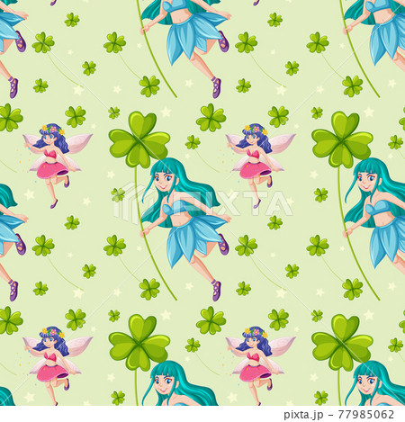 Fairy seamless pattern with clover leaves 77985062