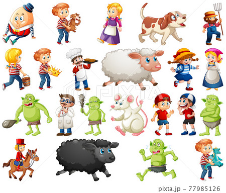 Set of different nursery rhyme character isolated on white background Set of different nursery rhyme character isolated on white background 77985126
