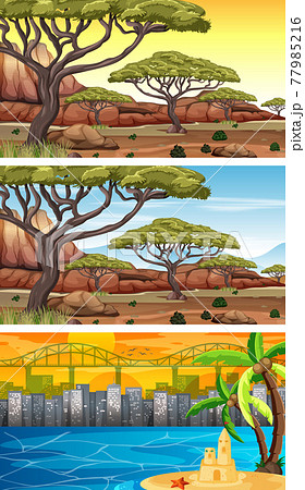 Set of different nature horizontal scenes 77985216