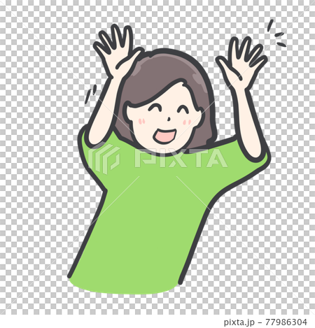 ハイタッチする女性のイラスト ハイタッチする女性のイラスト 77986304