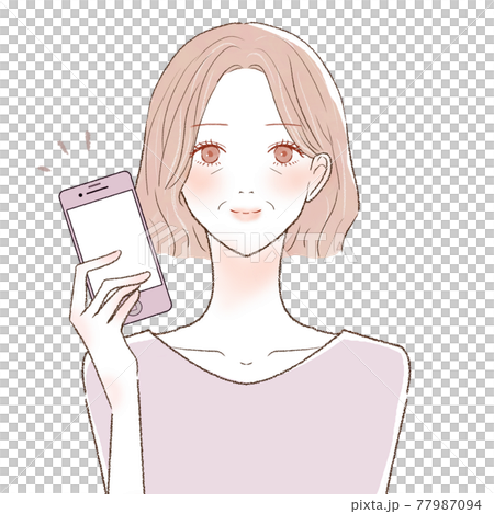 Middle-aged woman with a smartphone Middle-aged woman with a smartphone 77987094