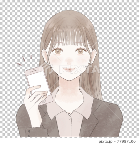 一個穿著西裝的女人拿著智能手機 一個穿著西裝的女人拿著智能手機 77987100