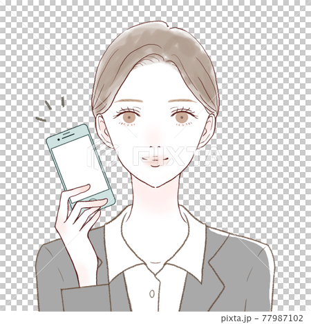 一個穿著西裝的女人拿著智能手機 一個穿著西裝的女人拿著智能手機 77987102