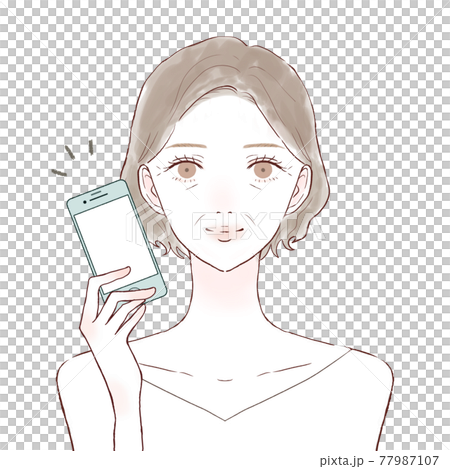Middle-aged woman with a smartphone Middle-aged woman with a smartphone 77987107