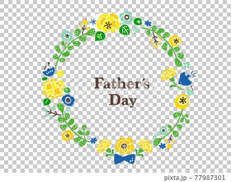 可愛的父親節（藍色）六月/手繪插畫素材 77987301