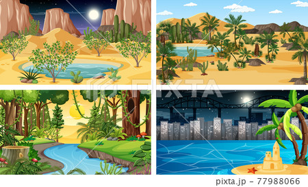 Different nature horizontal scenes in cartoon style 77988066
