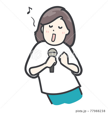 マイクを持つ女性のイラスト マイクを持つ女性のイラスト 77988238