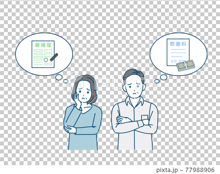 Middle-aged and older couples thinking about divorce, divorce report, consolation fee, catastrophic men and women, middle-aged illustration material 77988906