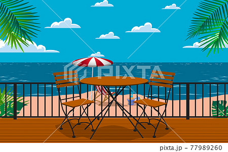 chairs and tables at the outdoor cafe on the beach chairs and tables at the outdoor cafe on the beach 77989260