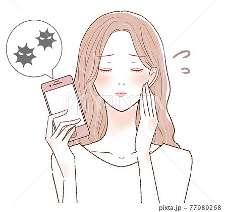 ウイルスに感染したスマホを持つ女性 77989268