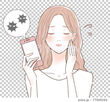 ウイルスに感染したスマホを持つ女性 77989268