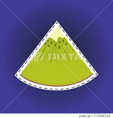 Slice of kiwifruit sticker on a pop art background 77990159