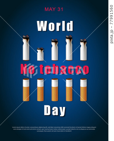 Stop smoking campaign illustration no cigarette for health cutted cigarettes and world no tabacco day 77991560