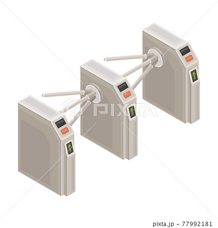 Baffle Gate or Turnstile as Passing Gate for One-way Traffic in Metro or Subway as Rapid Transit Urban System Isometric Vector Illustration Baffle Gate or Turnstile as Passing Gate for One-way Traffic in Metro or Subway as Rapid Transit Urban System Isometric Vector Illustration 77992181