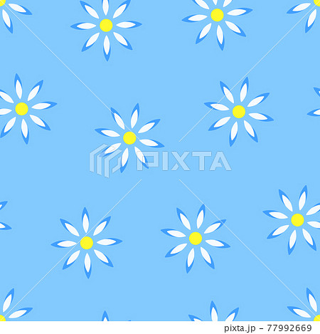 Seamless pattern of geometric abstract flowers of chamomile aster. Vector illustration. 77992669