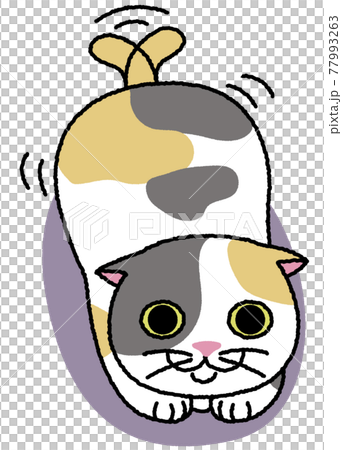 おしりを振って獲物を狙う三毛猫のイラスト素材