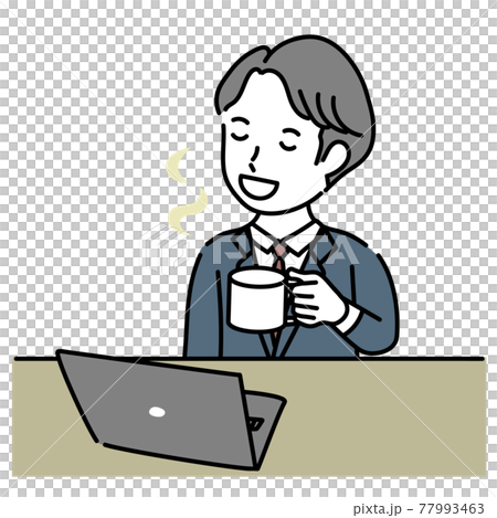 在筆記本電腦上工作時放鬆的成年男性插圖材料 在筆記本電腦上工作時放鬆的成年男性插圖材料 77993463