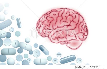 Human brain IQ smart business concept. E-learning nootropic drug supplement DNA medicine neuroscience braingpower. Brainstorm creative idea project work low poly polygonal vector illustration 77994080