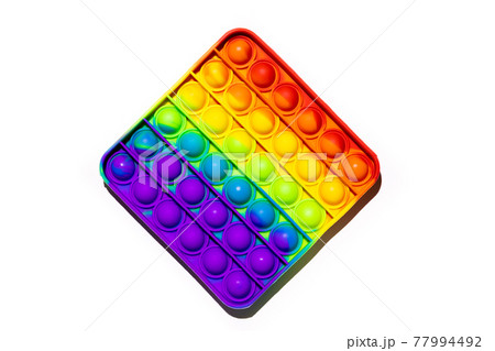 Pop It anti-stress Fidget toys, colorful rainbow game isolated white background 77994492