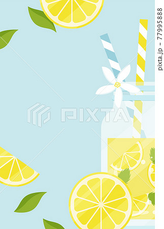 レモンとグラスに入ったレモネードのイラストの背景素材のイラスト素材