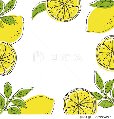 レモンと葉のイラストの背景素材のイラスト素材