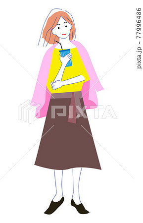 飲み物を持つ女性のイラスト素材 77996486
