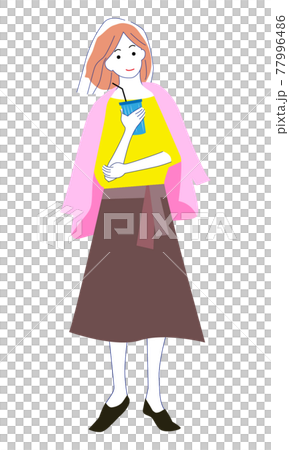 飲み物を持つ女性のイラスト素材 77996486