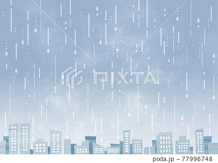 雨とビル群 77996748