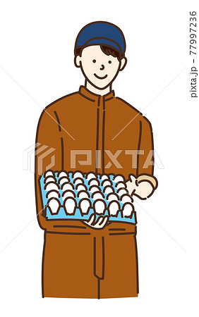 農業女子　畜産女子　養鶏　女性　イラスト 77997236