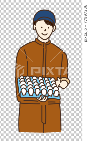 農業女子　畜産女子　養鶏　女性　イラスト 77997236