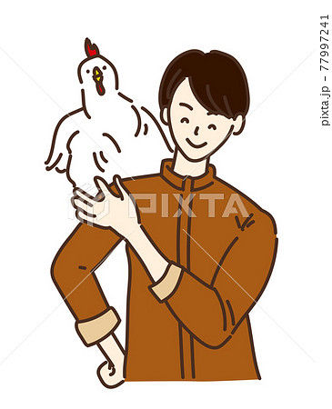 農業女子　畜産女子　養鶏　女性　イラスト 77997241