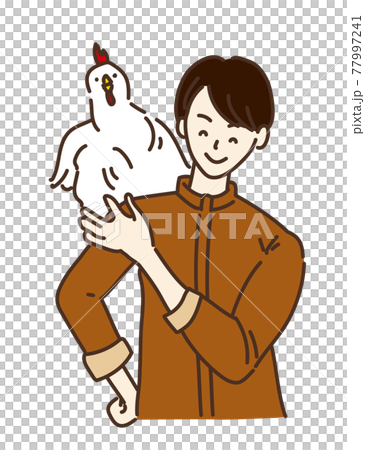 農業女子　畜産女子　養鶏　女性　イラスト 77997241