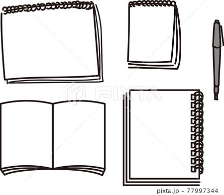 メモ帳とスケッチブックとノートのイラストのイラスト素材