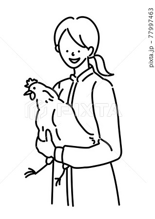 農業女子　畜産女子　養鶏　女性　イラスト 77997463