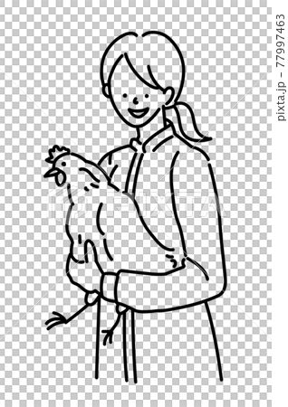 農業女子　畜産女子　養鶏　女性　イラスト 77997463
